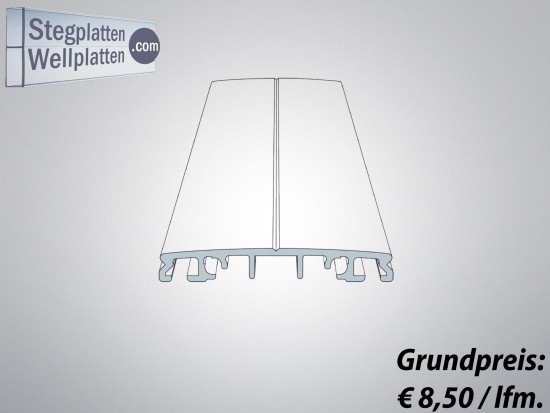 Alwo® Oberprofil (Mitte) 8202 - preßblank - zur Glasmontage bis 10 mm