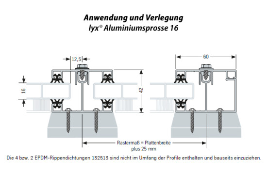 lyx® Aluminiumsprosse 16 - Randsprosse - für Stegplatten 16 mm