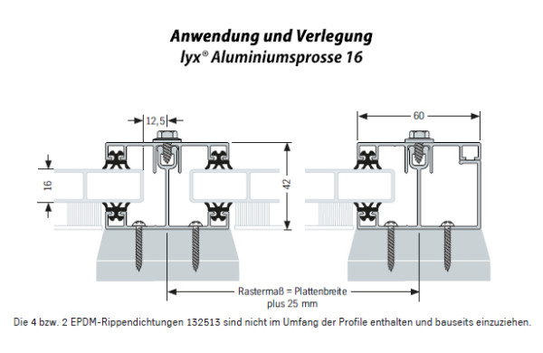 lyx® Aluminiumsprosse 16 - Randsprosse - für Stegplatten 16 mm